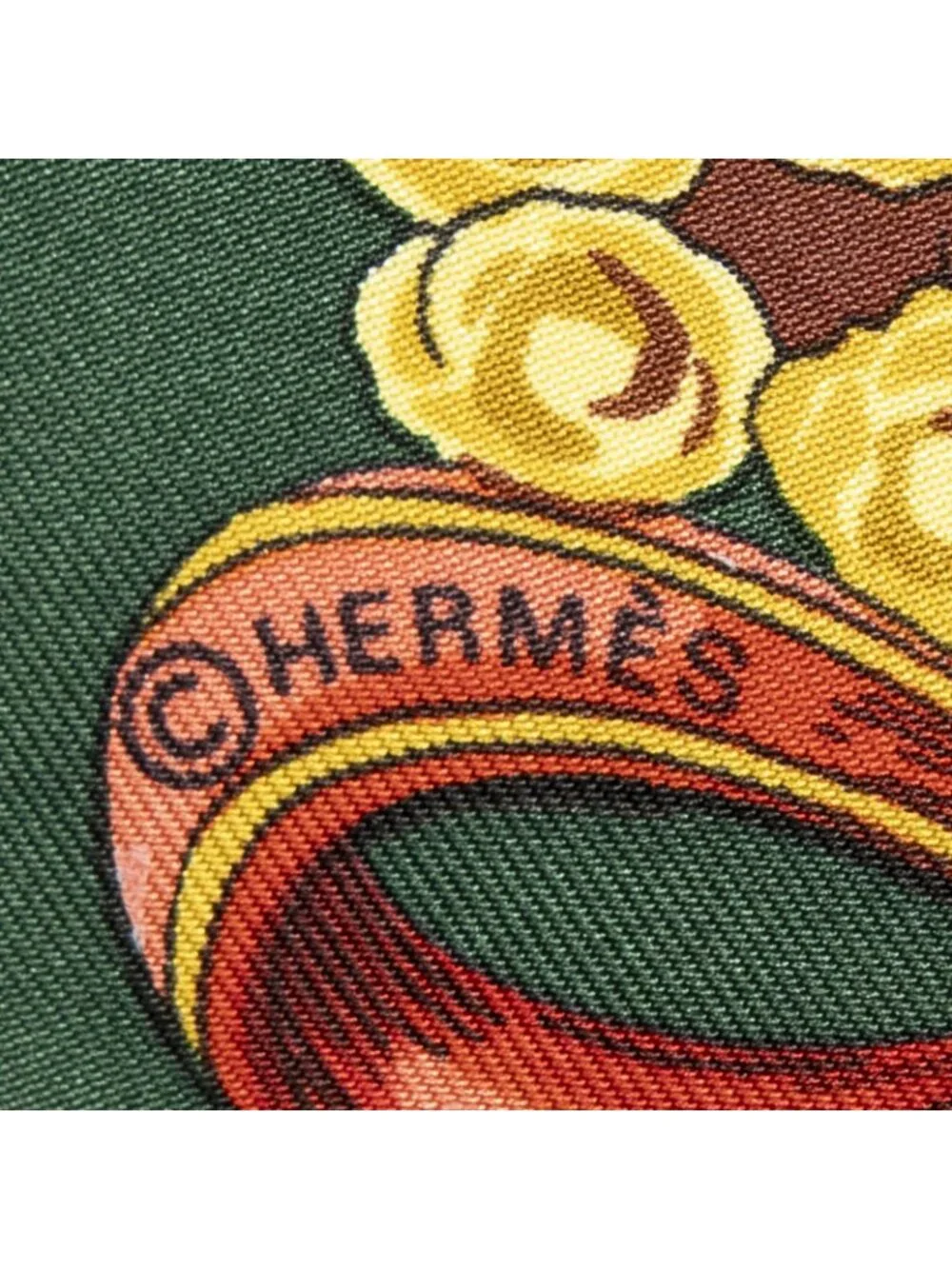 Hermes Scarf Green Red Gold Silk